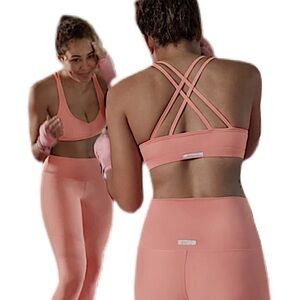Amaris Recycled Yoga Legging & Matching Sports Bra- GUAVA Size Medium